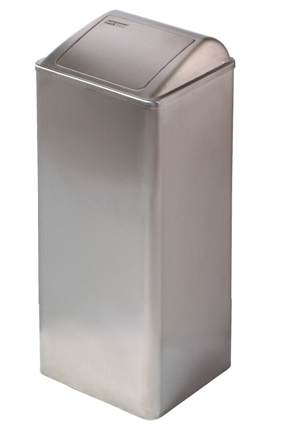 PAPELERA CUADRADA INOX SATINADA C/TAPA ANTIRR